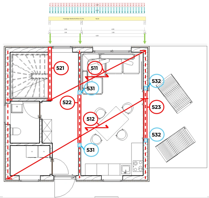 Beispiel einer Position im Positionsplan und der statischen Bemessung
