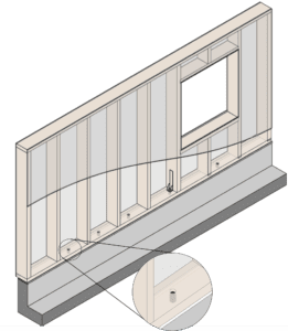Stechverbinder in einer Holzrahmenwand