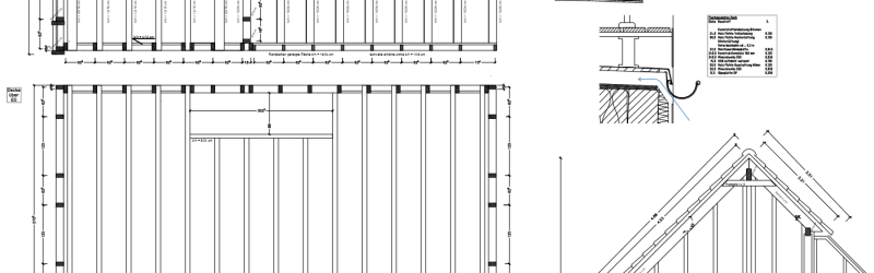 Ein Bauplan eines Hauses in Holzbauweise entworfen.