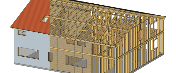 Holzhaus in Holzrahmenbauweise und Holztafelbauweise